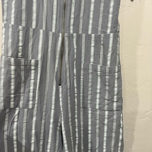 Grey Striped Jumpsuit- Medium - Picture 3 of 9